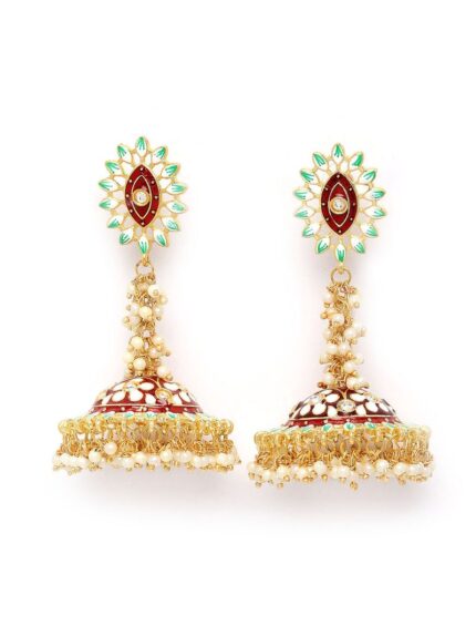 Maroon Meenakari Earrings for Womens