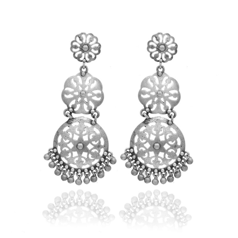 Oxidized Silver Drop Earrings for Womens | Women