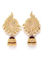 Peacock Maroon Jhumki Drop Earrings for Womens