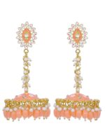 Orange Meenakari Jhumki Earrings for Womens