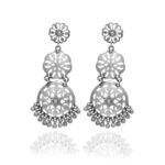 Oxidized Silver Drop Earrings for Womens