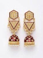 Maroon Meenakari Drop Earrings for Womens