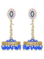 Blue Meenakari Jhumki Earrings for Womens