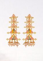 Orange Raja Rani Meenakari Drop Earrings for Womens