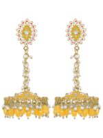 Yellow Meenakari Jhumki Earrings for Womens