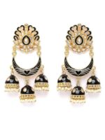 Black Meenakari Drop Earrings for Womens