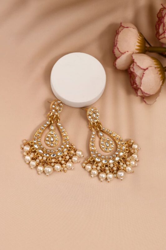 Golden Chandbali Earrings for Womens