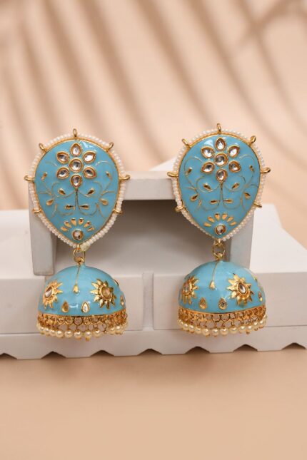 Sky Blue Jhumka Earrings for Womens