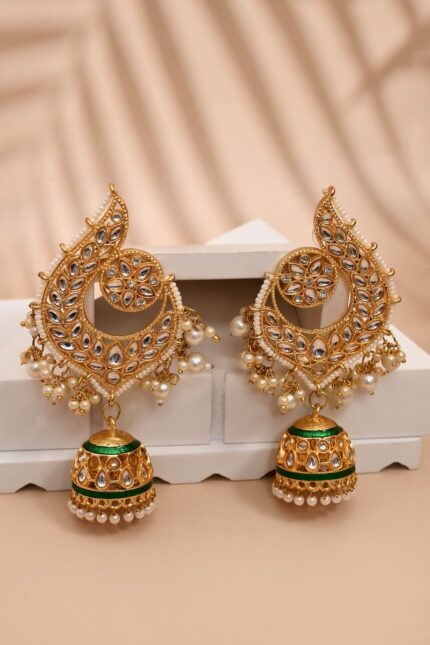 Peacock Dark Green Jhumki Drop Earrings for Womens