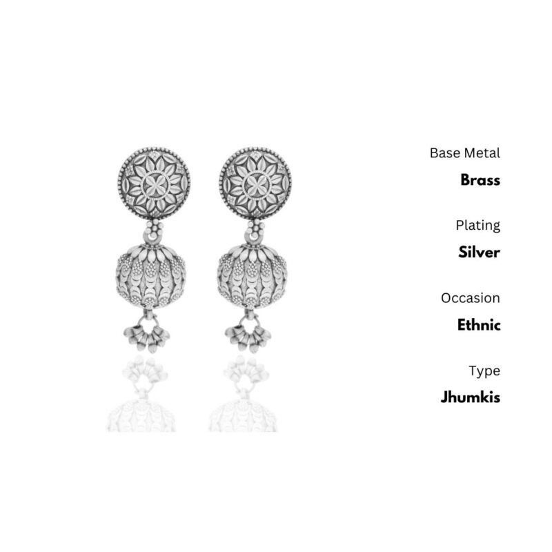 Oxidized Silver Drop Earrings for Womens | Women