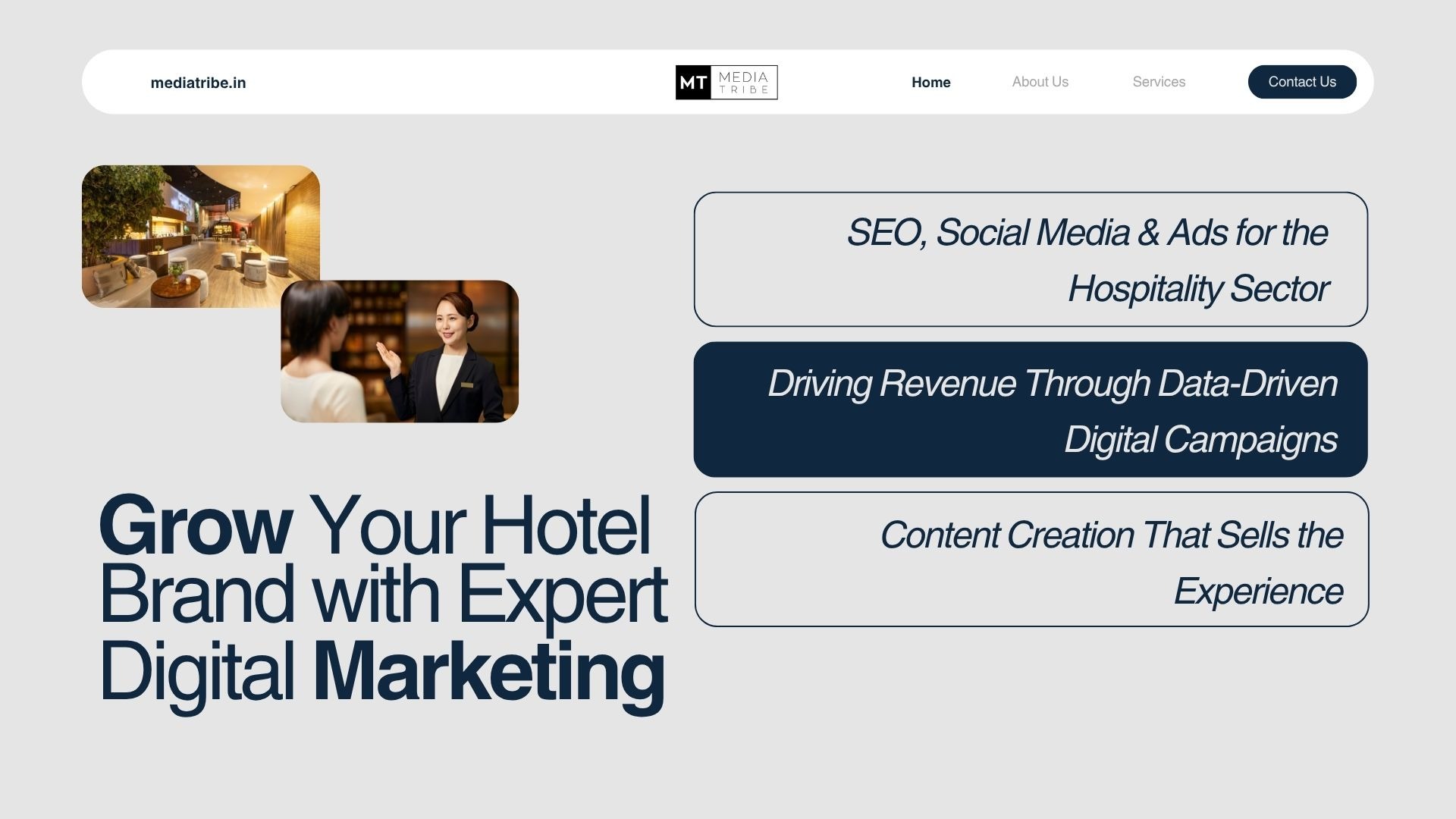 Hotel digital marketing agency specializing in branding, lead generation, and online bookings for hospitality businesses.